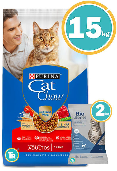 Imagen de CAT CHOW Gato Adulto Sabor Carne 15 kg + Sanitario