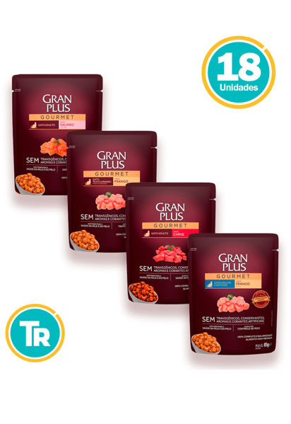 Imagen de SALSAS POUCH ALIMENTO HÚMEDO GRAN PLUS GATOS 85G x18 unidades