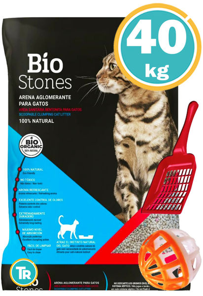 Imagen de SANITARIO ESFERA BENTONITA BIO STONES 40 KG + Pala + Pelota