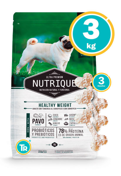 Imagen de Nutrique perro Healthy Weight 3 kg + Huesitos de lonja