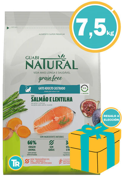 Imagen de GUABI Alimento Gato Castrado Sin Granos 7,5kg Salmon y Lentejas
