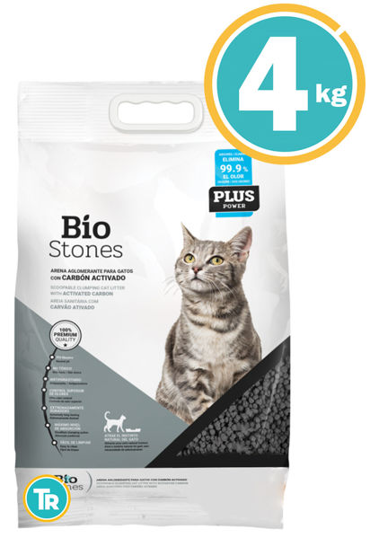 Imagen de SANITARIO BENTONITA ARENA BIO STONES CARBON ACTIVADO 4KG