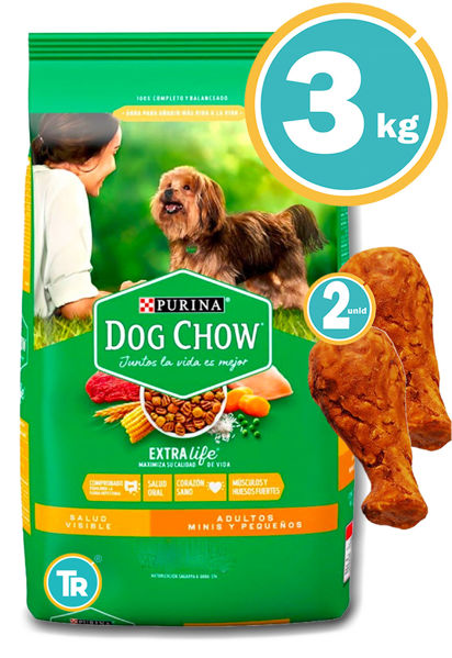 Imagen de DOG CHOW Adulto Raza Pequeña 3kg + Patas de pollo