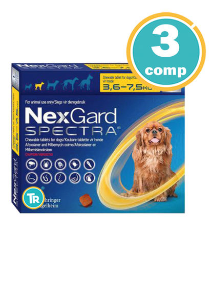 Imagen de NEXGARD SPECTRA PERROS  3,6 a 7,5 Kg - PROMO 3 comp