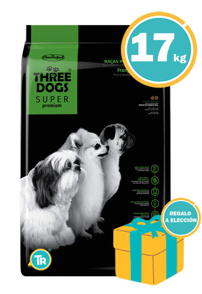 Imagen de Alimento THREE DOGS Super Premium Perro Adulto Razas Pequeñas y Mini 17 kg