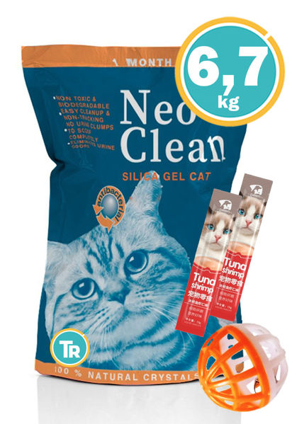 Imagen de SANITARIO NEOCLEAN SILICA GEL 6,7KG + PELOTA + SNACK