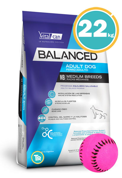 Imagen de BALANCED Perro Adulto Raza Mediana 20 + 2 kg + Pelota