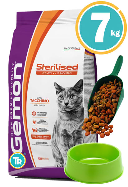 Imagen de GEMON Gato Sterilised Turkey 7kg  + Pala + Comedero