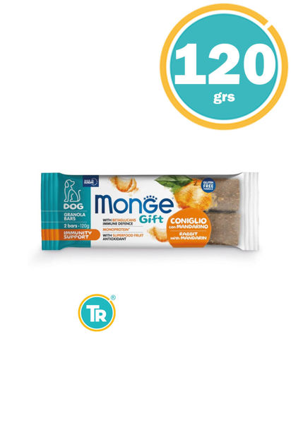 Imagen de MONGE GIFT PERRO BARS INMUNITY RABBIT & MANDARIN 120GR