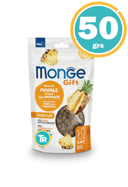 Imagen de MONGE GIFT GATO SNACK FUSSY PORK & PINEAPPLE 50GR