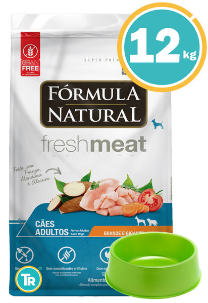 Imagen de FORMULA NATURAL FRESH MEAT DOG ADULTO GRANDE Y GIGANTE 12KG + COMEDERO