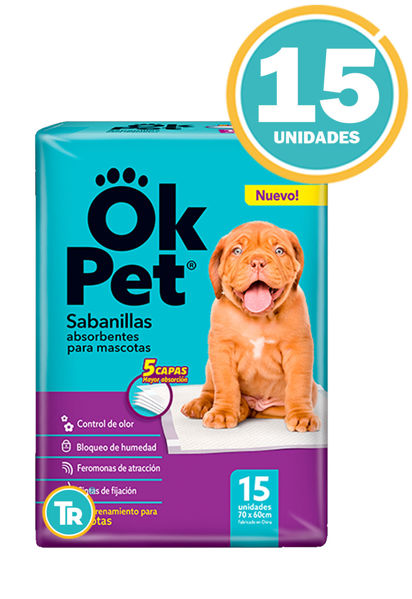 Imagen de PAÑAL TAPETE SABANILLA OK PET 70X60 CM 15 UNIDADES