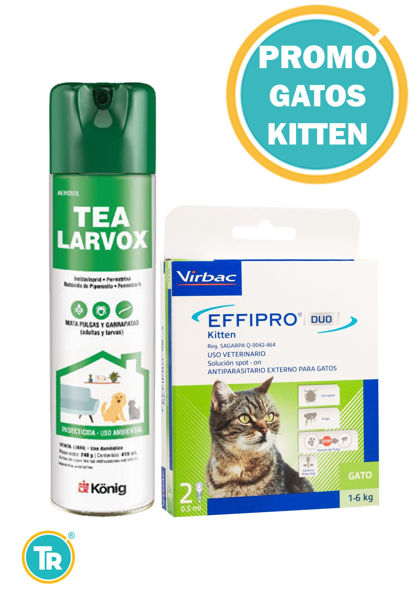Imagen de COMBO EFFIPRO DUO GATO KITTEN  6/12KG X 2 UNI + TEA LARVOX