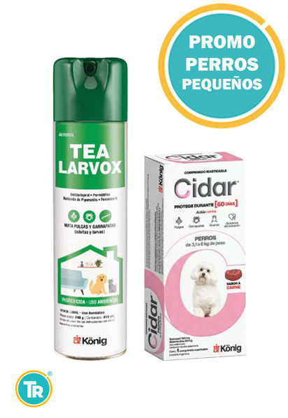 Imagen de COMBO PASTILLA ANTIPULGAS Y GARRAPATAS CIDAR  3 - 6 Kg + TEA LARVOX