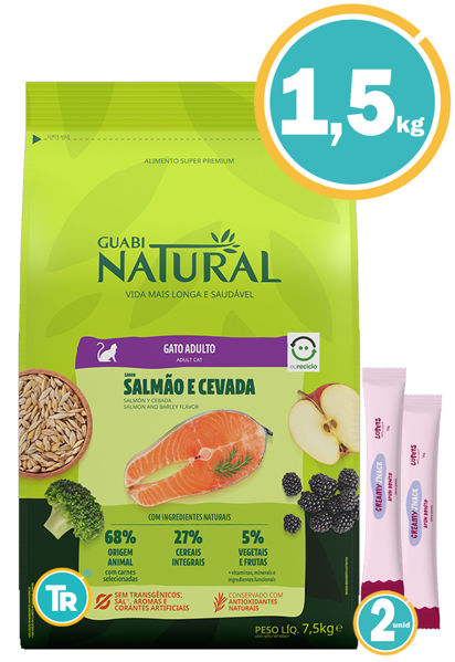 Imagen de GUABI Gato Adulto 1,5kg Salmon Y Cebada + Salsas