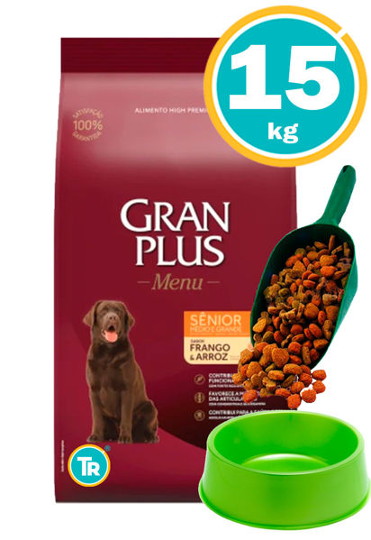 Imagen de GRAN PLUS Perro Senior 15kg Pollo y Arroz + Pala dosificadora + Comedero