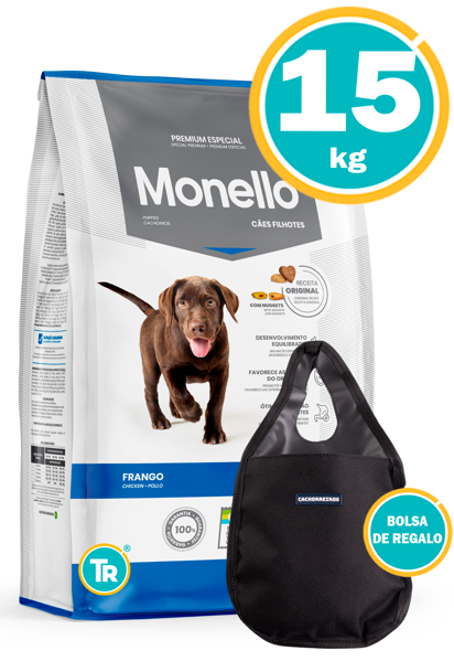 Imagen de MONELLO Perro Cachorro 15kg (POLLO)+ Bolsa Para Auto