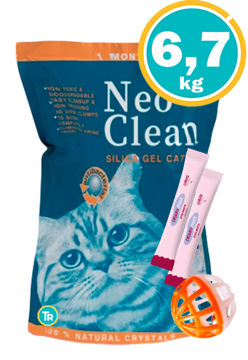 Mostrar detalles para SANITARIO NEOCLEAN SILICA GEL 6,7KG + PELOTA + SNACK Imagen de SANITARIO NEOCLEAN SILICA GEL 6,7KG + PELOTA + SNACK