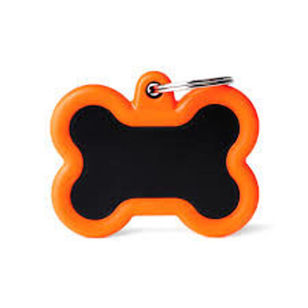 Imagen de HUESO NEGRO ALUMINO GOMA NARANJA MEMO PET