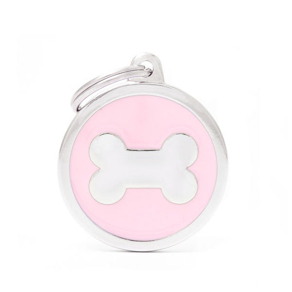 Imagen de CHAPITA CIRCULO GRANDE ROSA CON HUESO