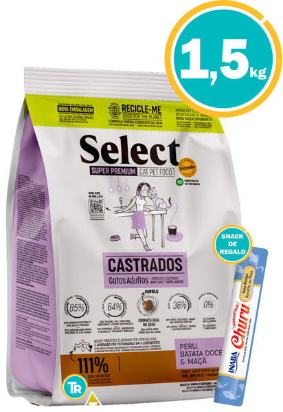 Imagen de SELECT GATO ADULTO CASTRADO 1.5KG + Snack de regalo