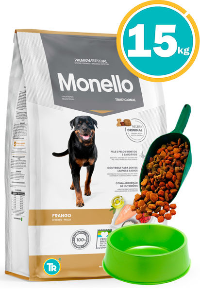 Imagen de MONELLO Perro Adulto Tradicional 15Kg (POLLO) + Comedero y pala dosificadora