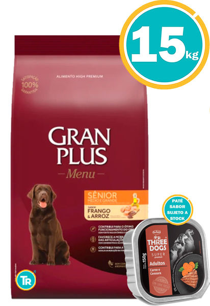 Imagen de GRAN PLUS Perro Senior 15kg Pollo y Arroz + Pala dosificadora + Comedero