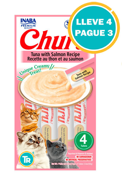 Imagen de CHURU TUNA Y SALMON (ATUN Y SALMON) 56GR PROMO 3+1