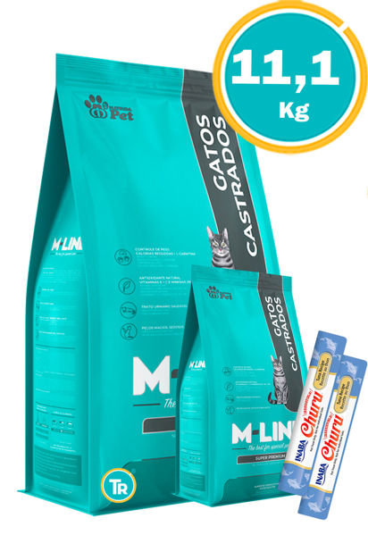 Imagen de M-LINE GATO CASTRADO SUPER PREMIUM 11.1KG (10.1 + 1)