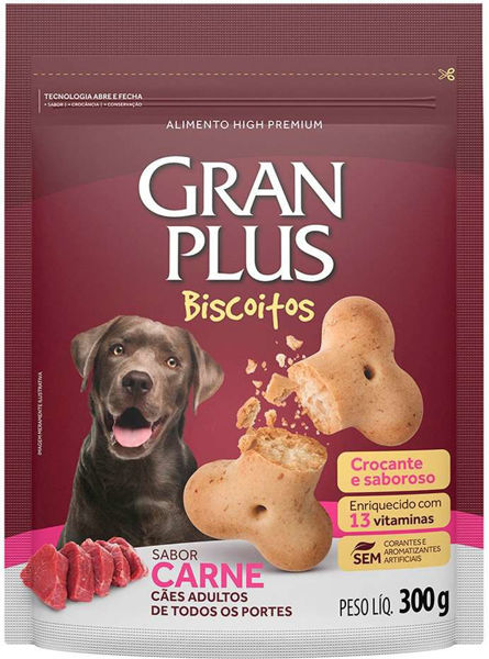 Imagen de SNACK GALLETA GRAN PLUS PERRO ADULTO SABOR CARNE 300GRS