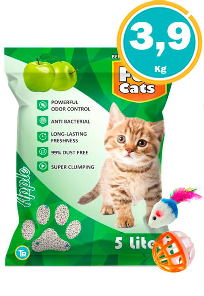 Imagen de Sanitario Bentonita Esfera FOR CATS 3.9KG (5L) MANZANA