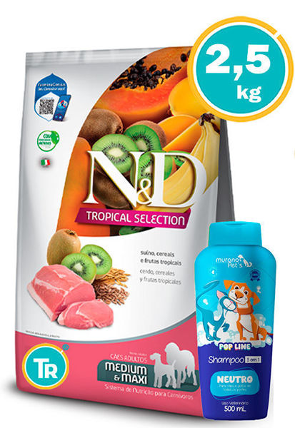 Imagen de NYD TROPICAL PERRO ADULTO MED/MAXI 2.5KG (CERDO)