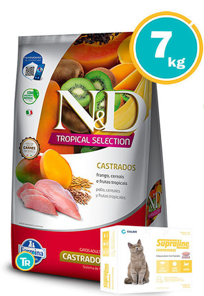 Imagen de NYD GATO ADULTO TROPICAL CASTRADO 7KG (POLLO) + SUPRALINE