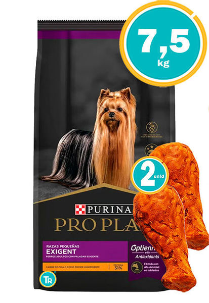 Imagen de PRO PLAN Dog Exigent Raza Pequeña 7,5 kg + Patas de pollo - PROMO WEB