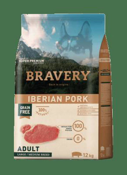 Imagen de BRAVERY DOG ADULT L/M IBERIAN PORK 12+4KG KIT