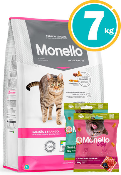 Imagen de MONELLO GATO ADULTO 7KG (SALMON Y POLLO) + Snacks Monello