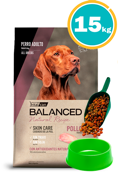 Imagen de BALANCED NATURAL RECIPE POLLO 15KG + Pala dosificadora + Comedero