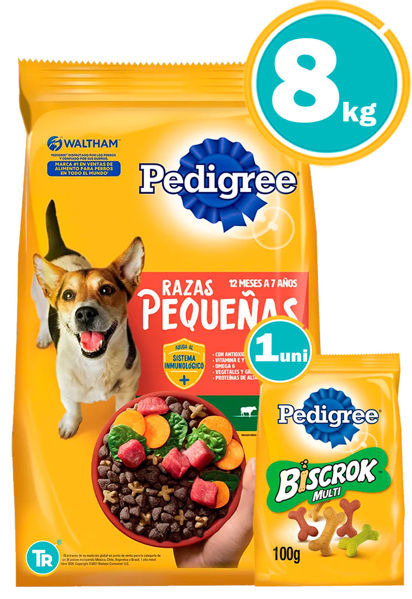 Imagen de PEDIGREE Perro Adulto Razas Pequeñas 8 Kg + Biscrok