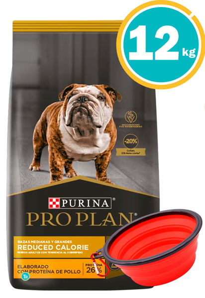Imagen de PRO PLAN DOG REDUCE CALORIES 12KG + bOWL PLEGABLE