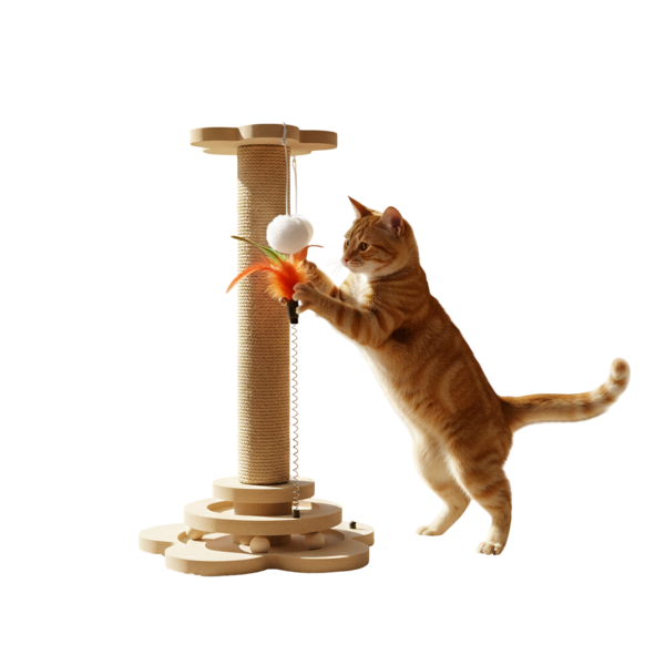 Imagen de Rascador con Plataforma y Juguetes para Gato – 41 cm