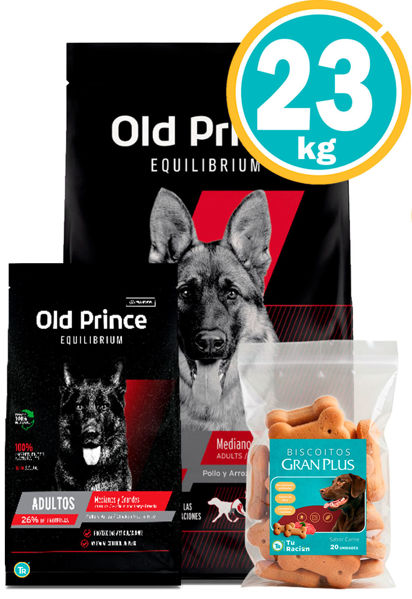 Imagen de OLD PRINCE Equilibrium Dog Ad Med/Gde 20kg + 3kg + Galleta Gran Plus