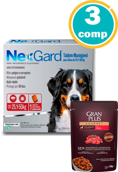 Imagen de ANTIPULGAS Y GARRAPATAS NEXGARD Perros 25-50 kg  x 3 comp + Salsa Gran Plus