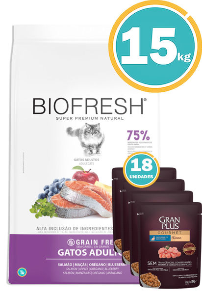 Imagen de BIOFRESH Gato Adulto 15 Kg Salmon + 18 salsas