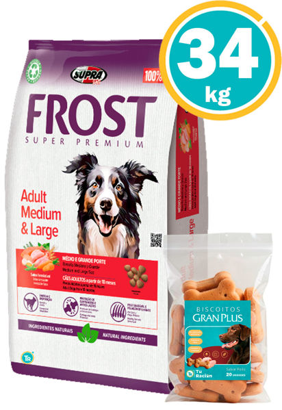 Imagen de FROST Perro Adulto Razas Grandes 34 kg + Galleta gran plus