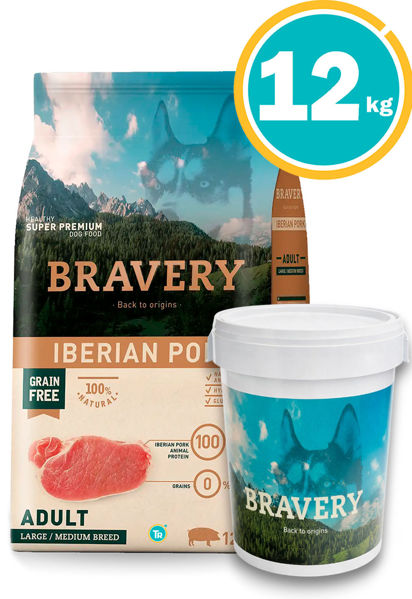 Imagen de Bravery Perro Adulto Med/Gra IBERIAN CERDO 12kg + contenedor