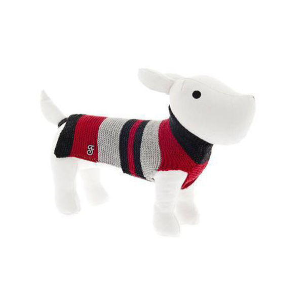 Imagen de Abrigo Lana a Rayas 55cm Rojo, Gris y Negro- Ferribiella