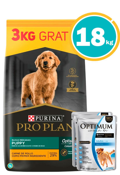 Imagen de PRO PLAN Perro Cachorro Complete Razas Medianas 15 + 3 kg + Salsa Optimum
