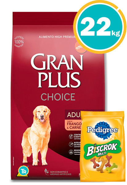 Imagen de GRAN PLUS CHOICE DOG ADULTO 20+2KG POLLO Y CARNE